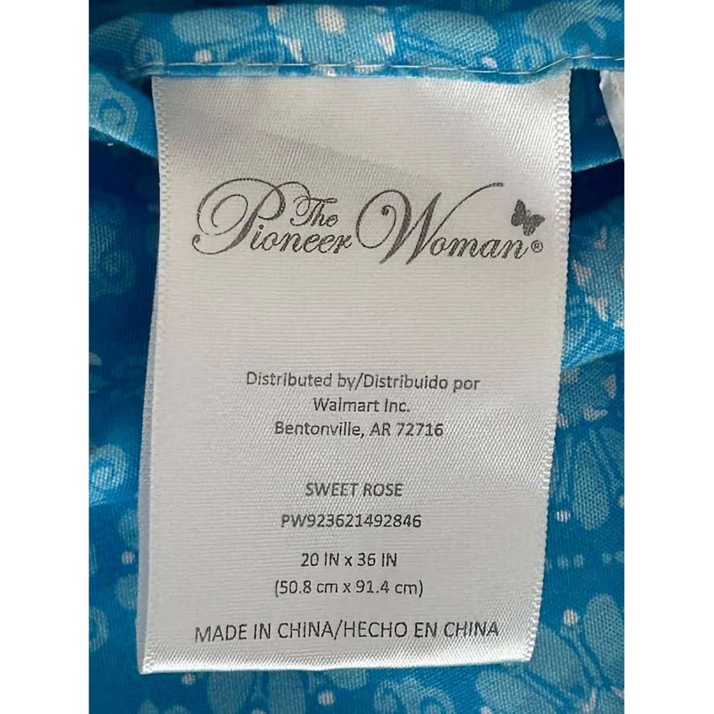 The Pioneer Woman Sweet Rose Quilted King Pillow Sham Floral Lace Trim Blue Red - Picture 5 of 7